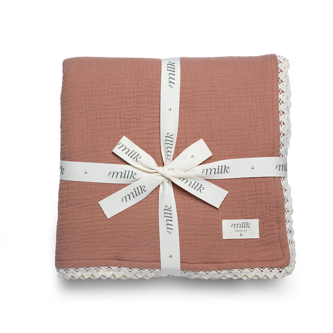 LACE EDGE BLANKETS-TERRACOTTA