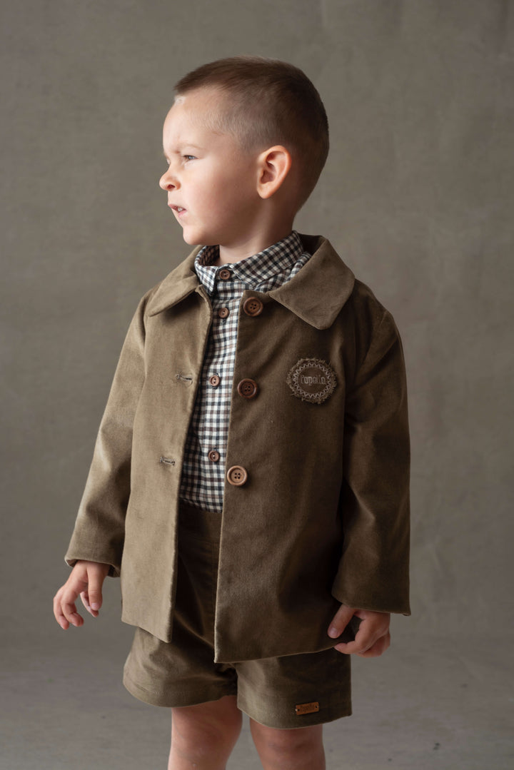 Mod.52.2 Green velvet coat with lapel