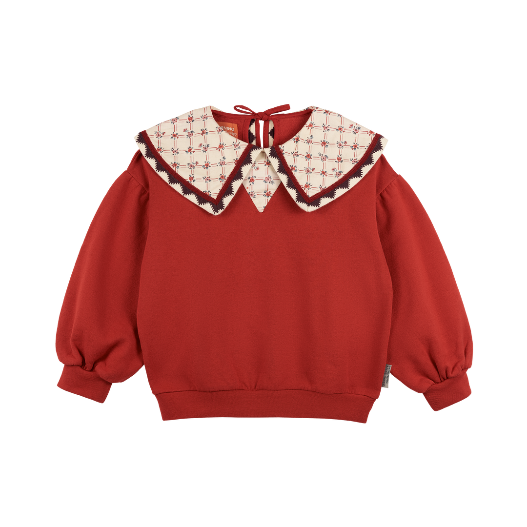 Adele Statement Collar Sweatshirt-Deep Red