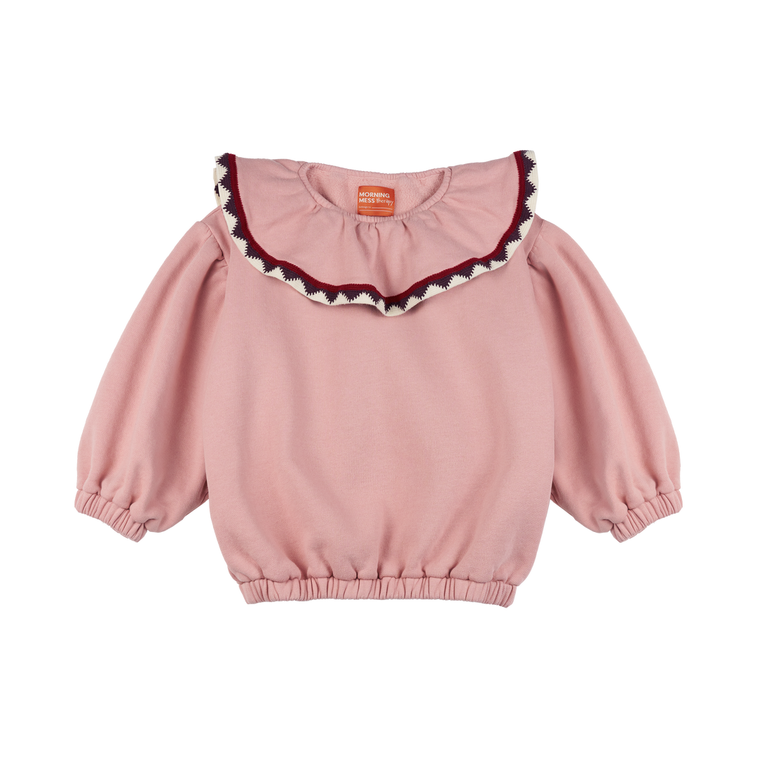 Emma Statement Frill Collar Sweatershirt-Antique Pink