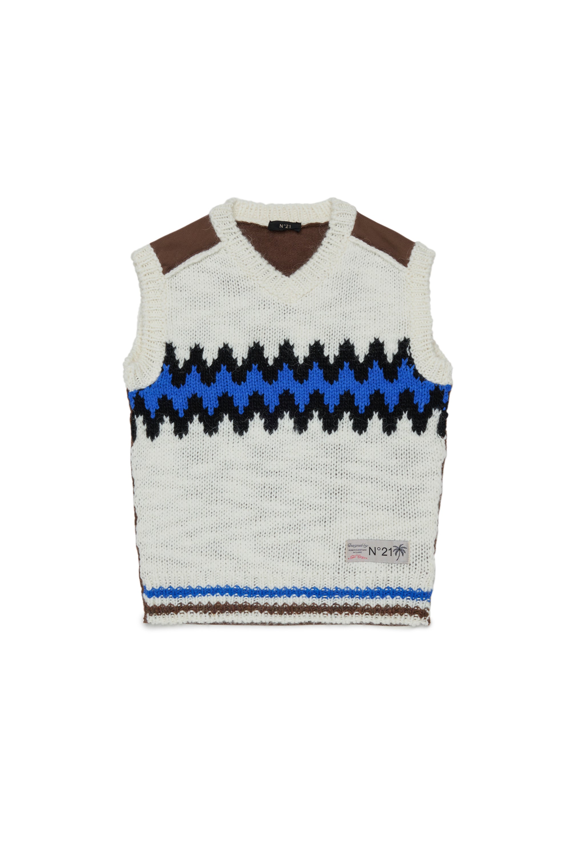 N210E2 N0548 OFF WHTIE KNIT VEST WITH CHEVRON PATTERN – whoopikids