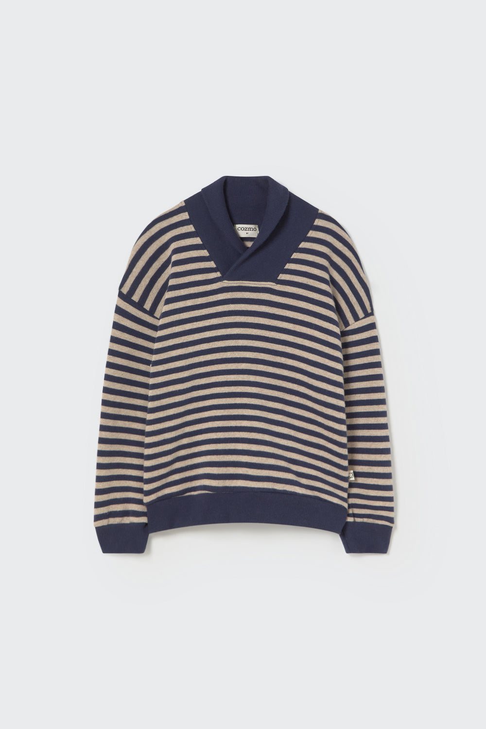 NADORK238w5-Soft stripes knit collar sweater-navy