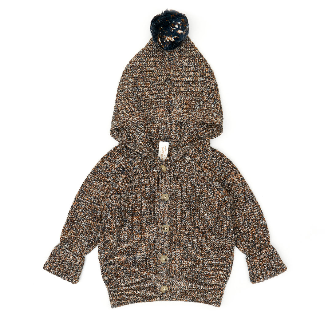 NF011VT-Hooded Sweater-Navy & tobacco & natural marl
