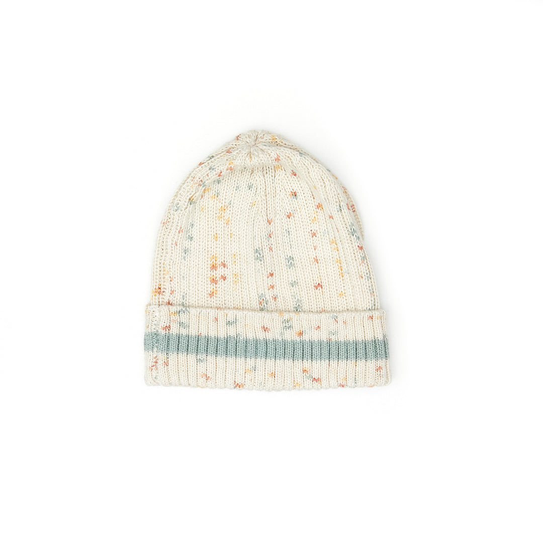 NF012CJ-Ribbed Beanie-Natural confetti & jade