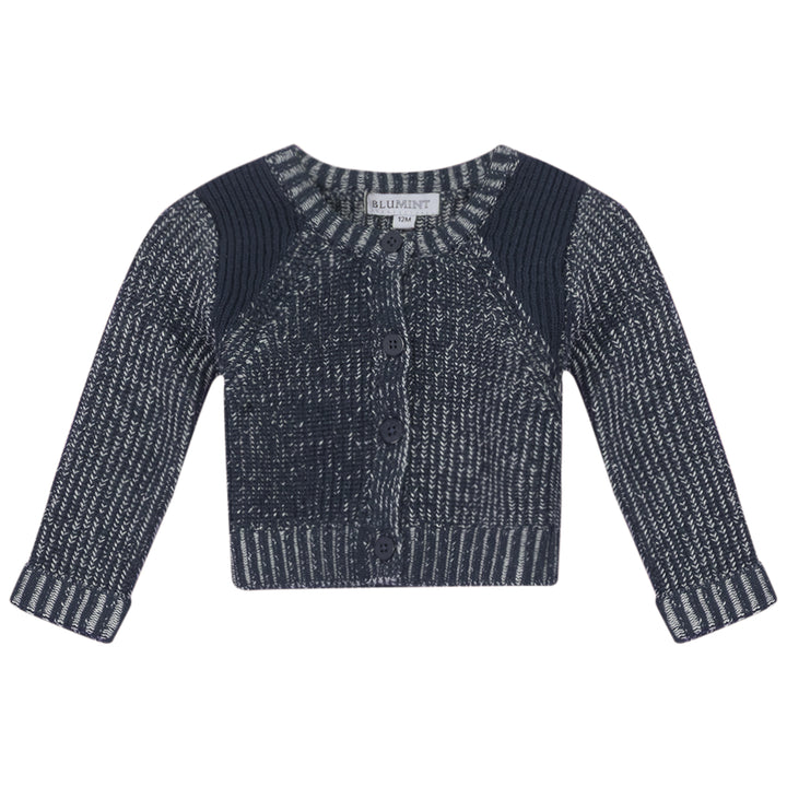 NORTH-DETAILED KNIT CARDIGAN AND OVERALL-NAVY