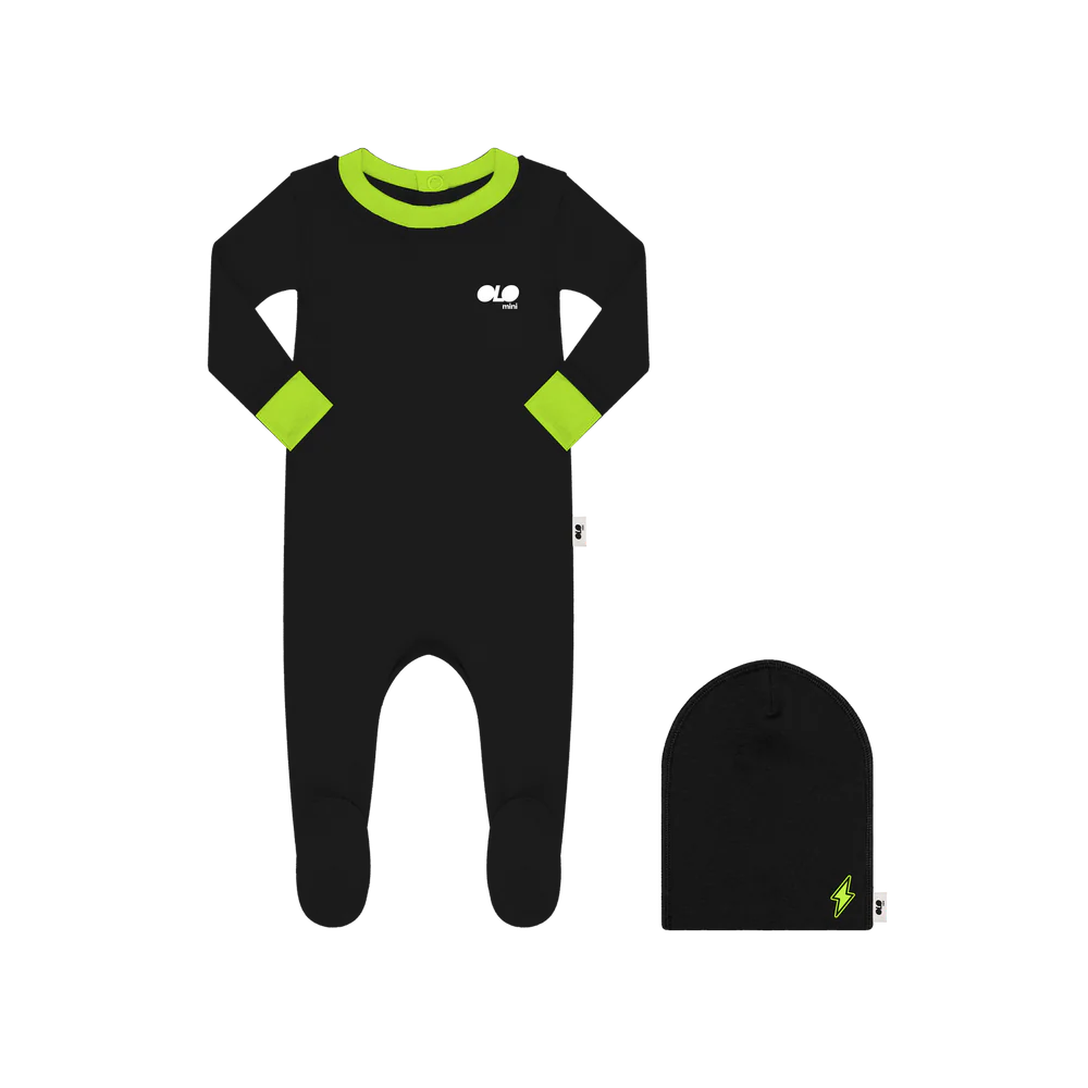 OLO BLAZE FOOTIE BEANIE SET NEON