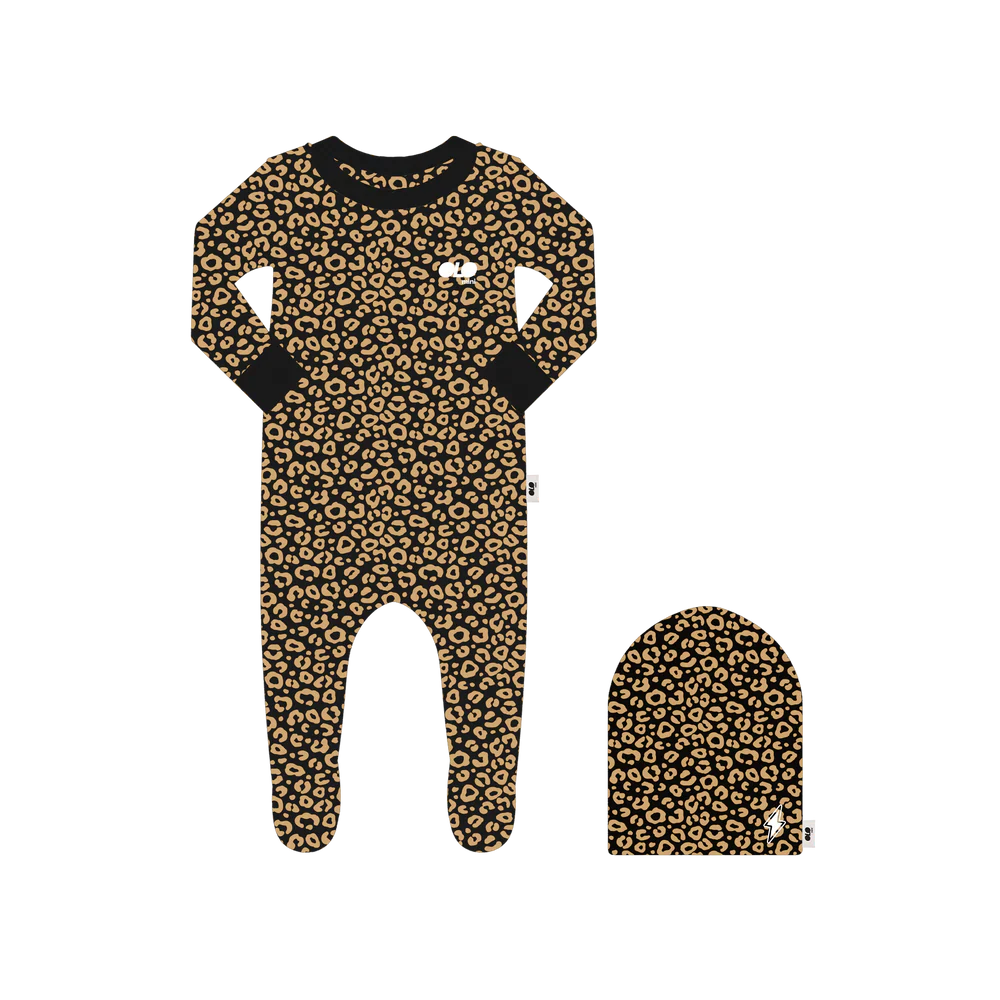OLO SAFARI FAWN / BLACK CUFF FOOTIE BEANIE SET