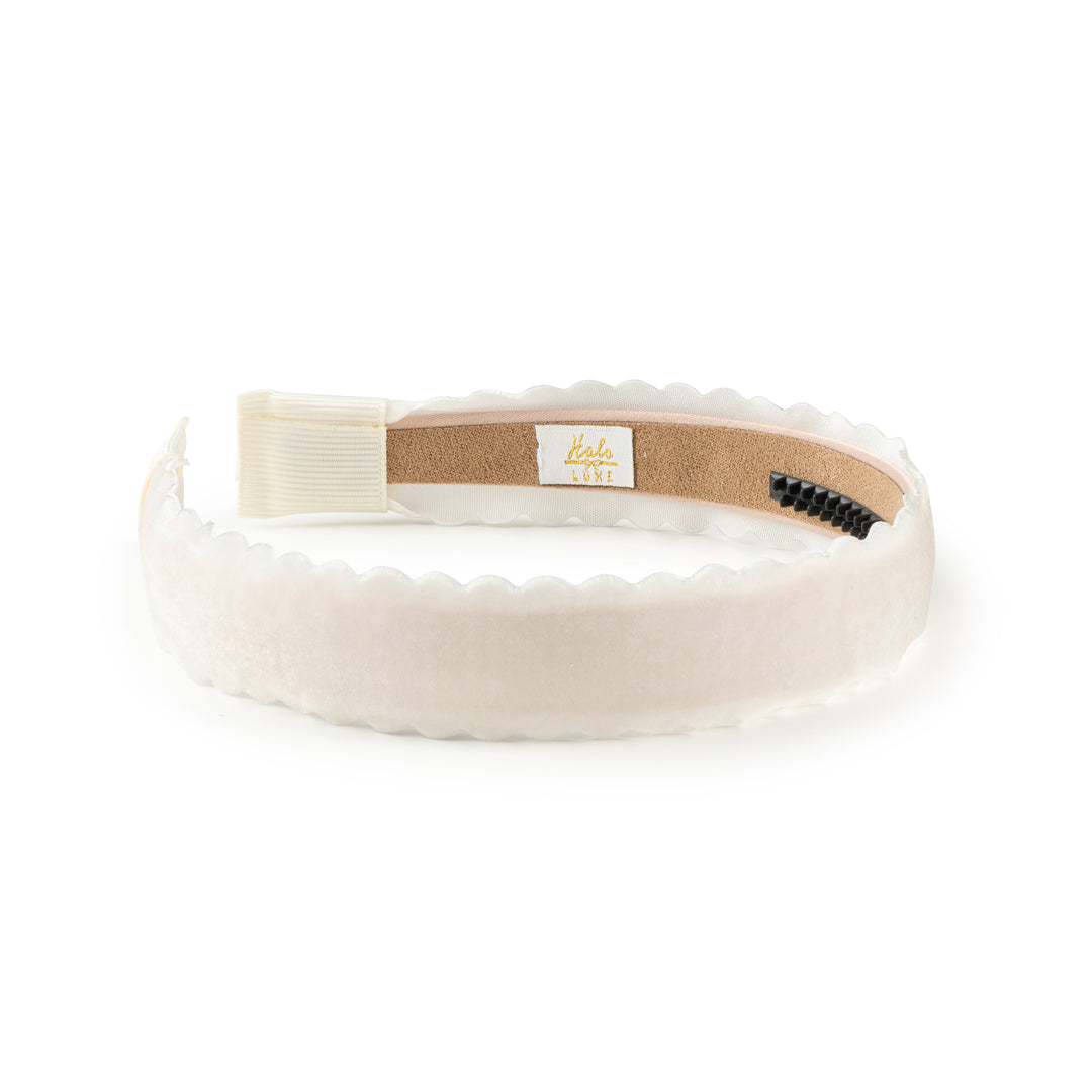 opalh006-Opaline scalloped velvet headband-ecru