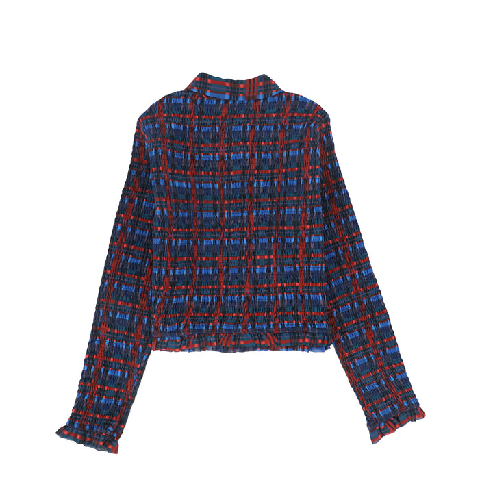 C-21807-Plaid Smocked Blouse -Plaid
