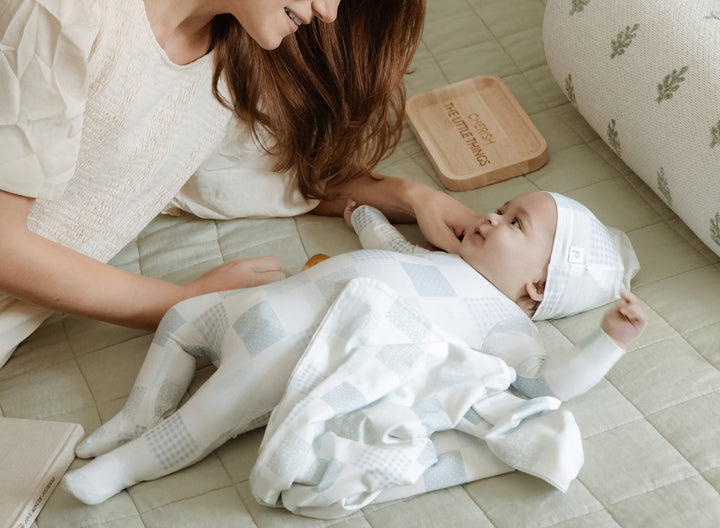 Patchwork Footie-Blue