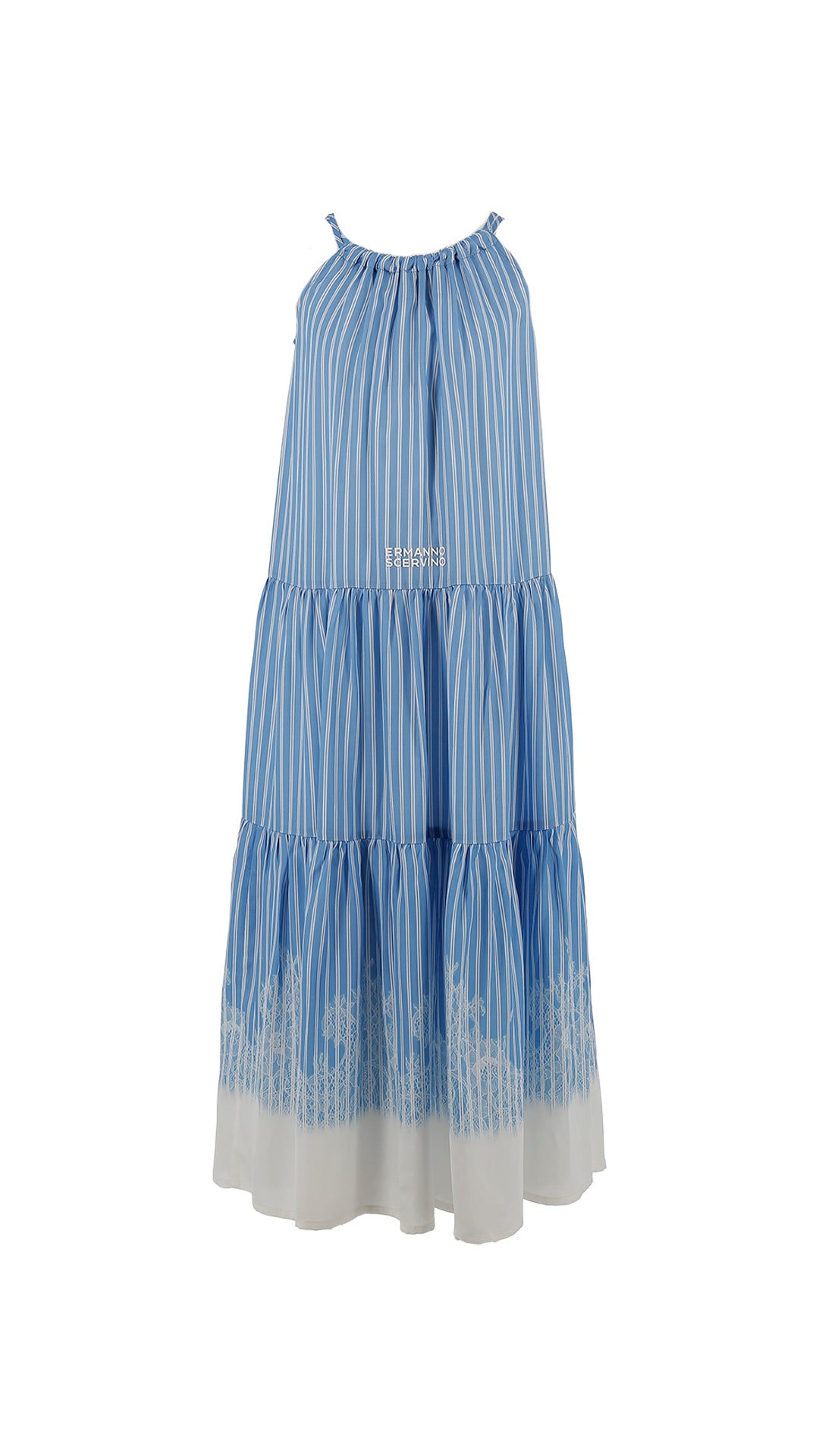 SFAB055-DRESS SATIN STRIPE LACE-White/Blue SFAB055-DRESS SATIN STRIPE LACE-White/Blue