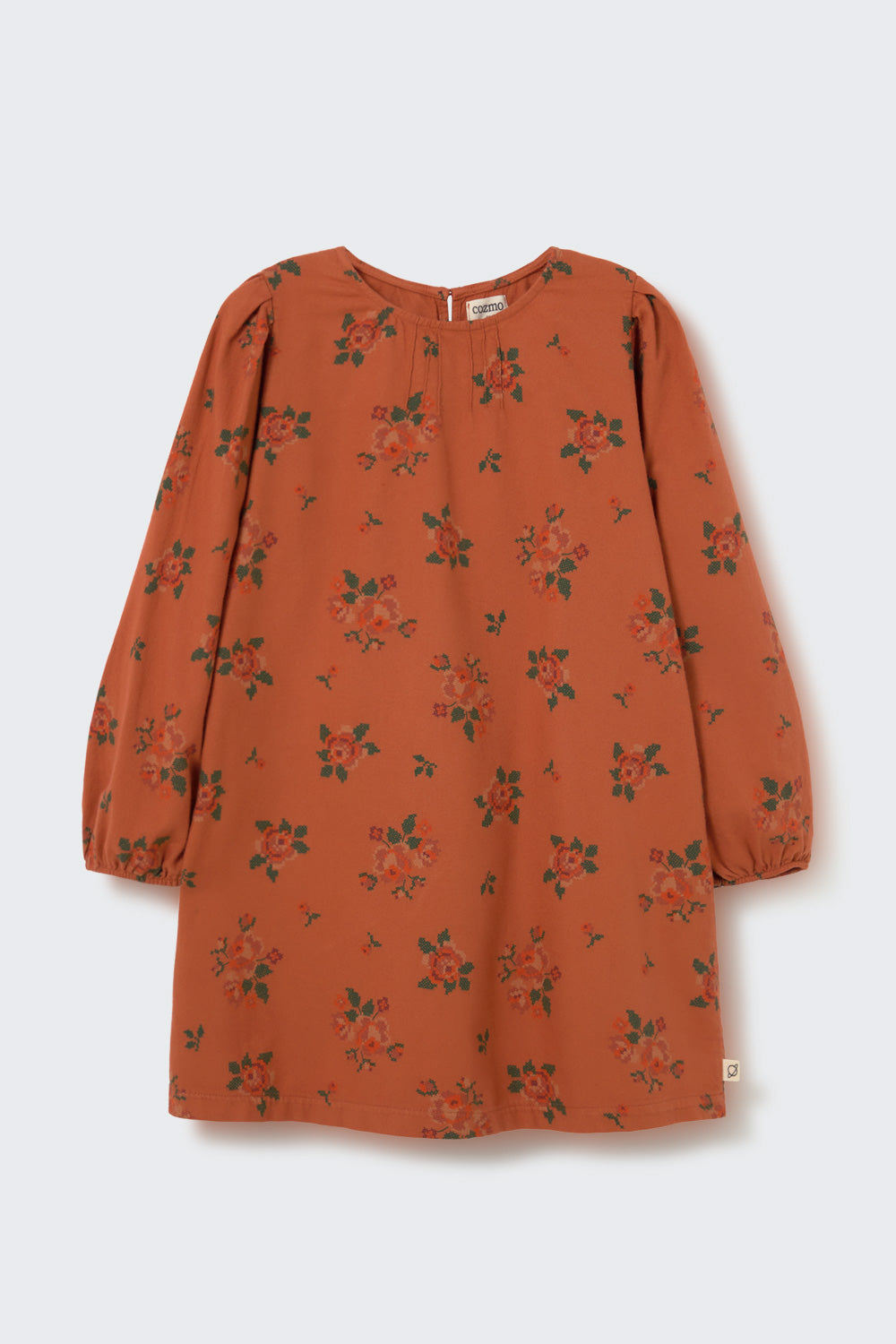 SIRAK317W6 CROSS STITCH FLORAL FLANNEL DRESS