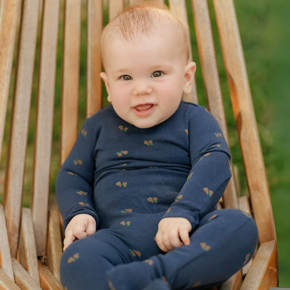 BPW25002F-Scattered Fruit Footie-Navy/Pear
