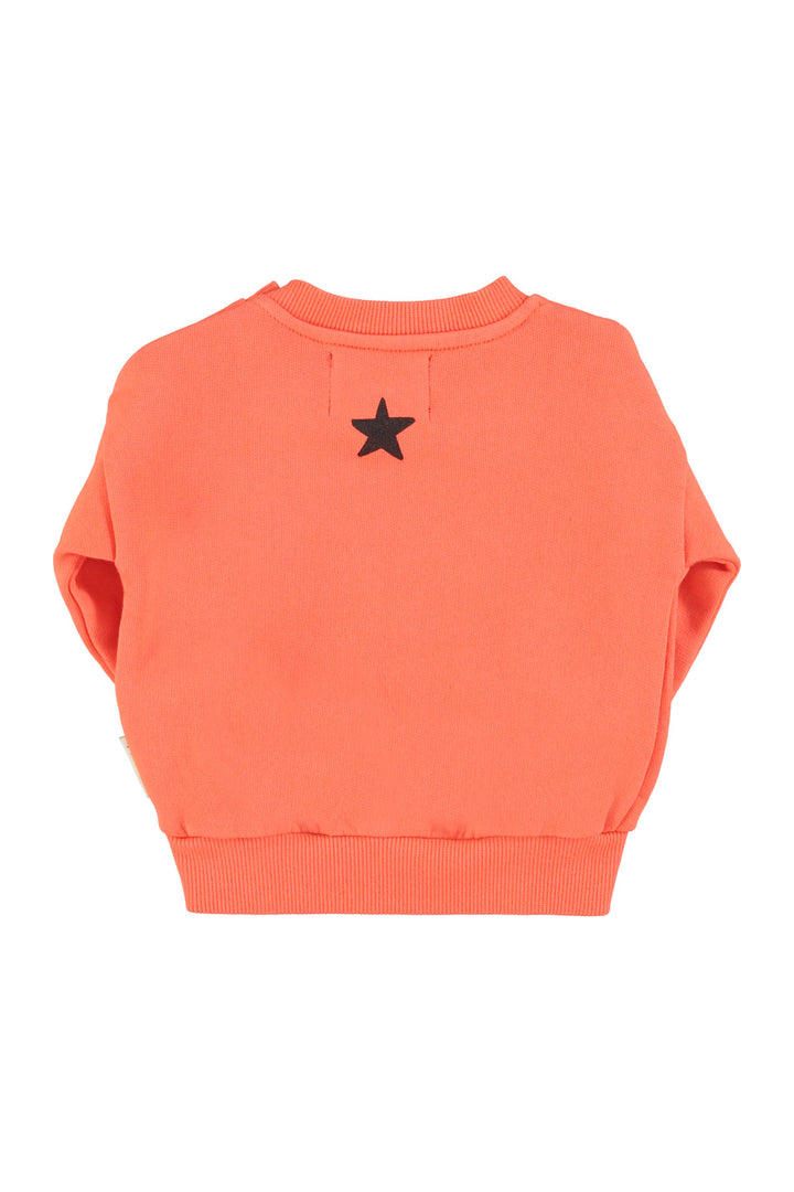 AW25.FLP2503-Sweatshirt | Orange w/ "music" print-orange | carded organic cotton fleece
