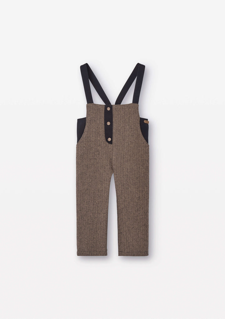 Mod.10.1 Brown micro-herringbone contrasting dungarees