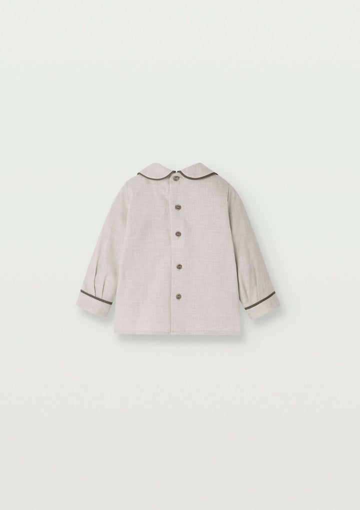 Mod.28.2 Sand panelled shirt with baby collar