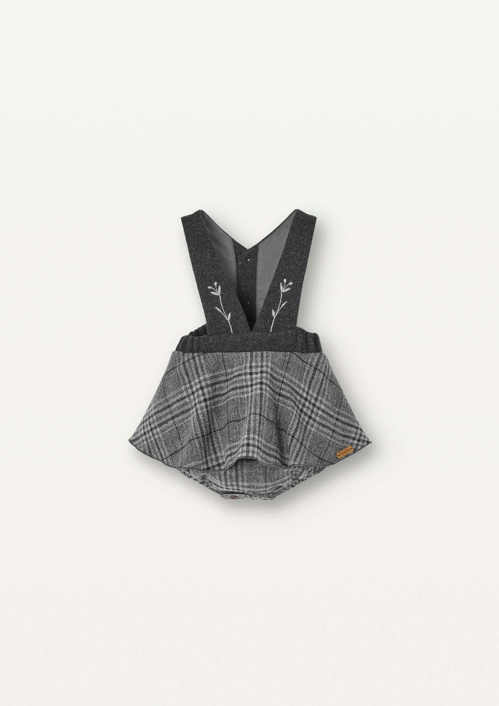 Mod.3.1 Grey plaid woollen romper suit with straps