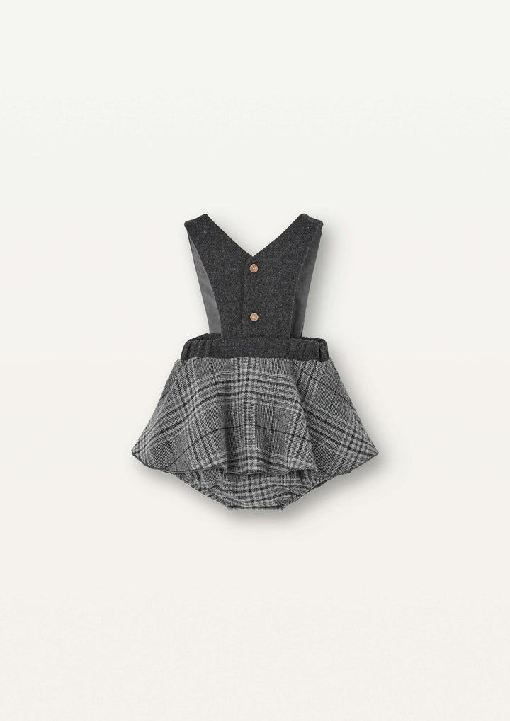 Mod.3.1 Grey plaid woollen romper suit with straps