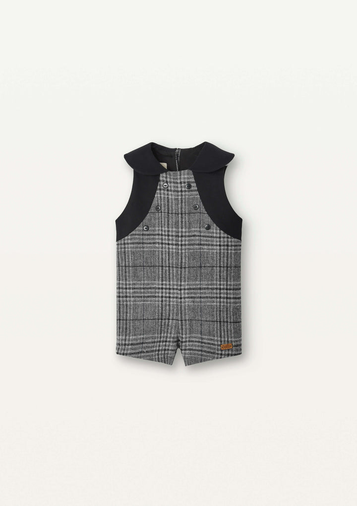 Mod.7.2 Grey plaid woollen dungarees with baby collar