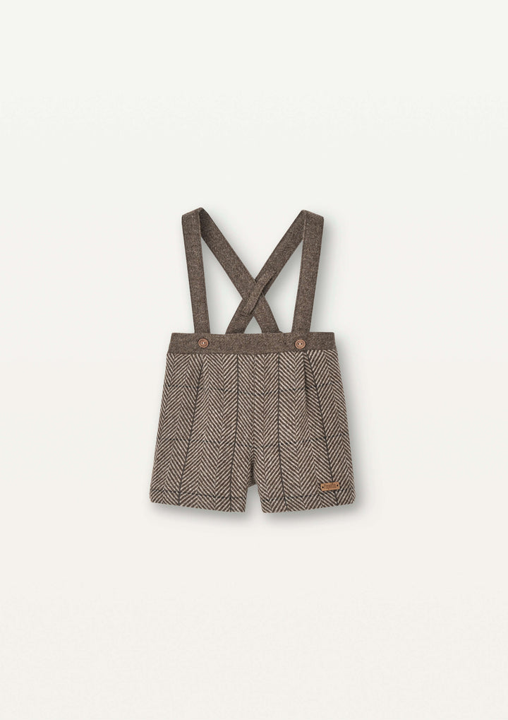 Mod.8.2 Brown herringbone woollen short with crossover straps