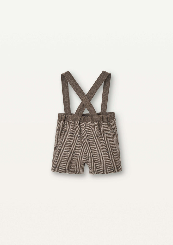 Mod.8.2 Brown herringbone woollen short with crossover straps