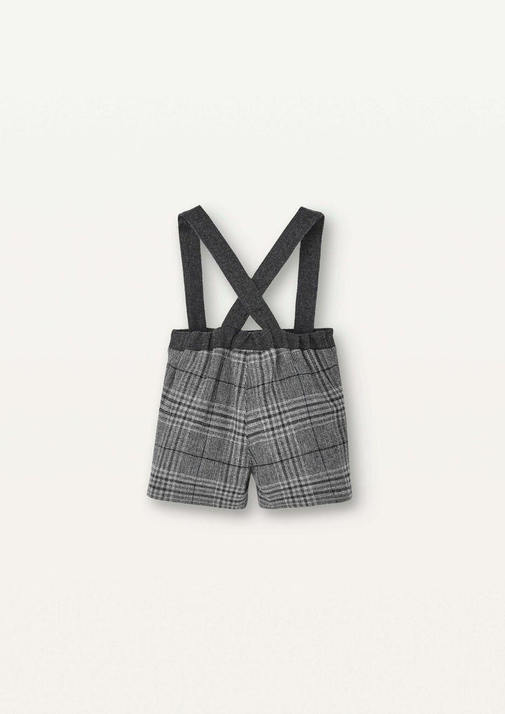 Mod.8.3 Grey plaid woollen short with crossover straps