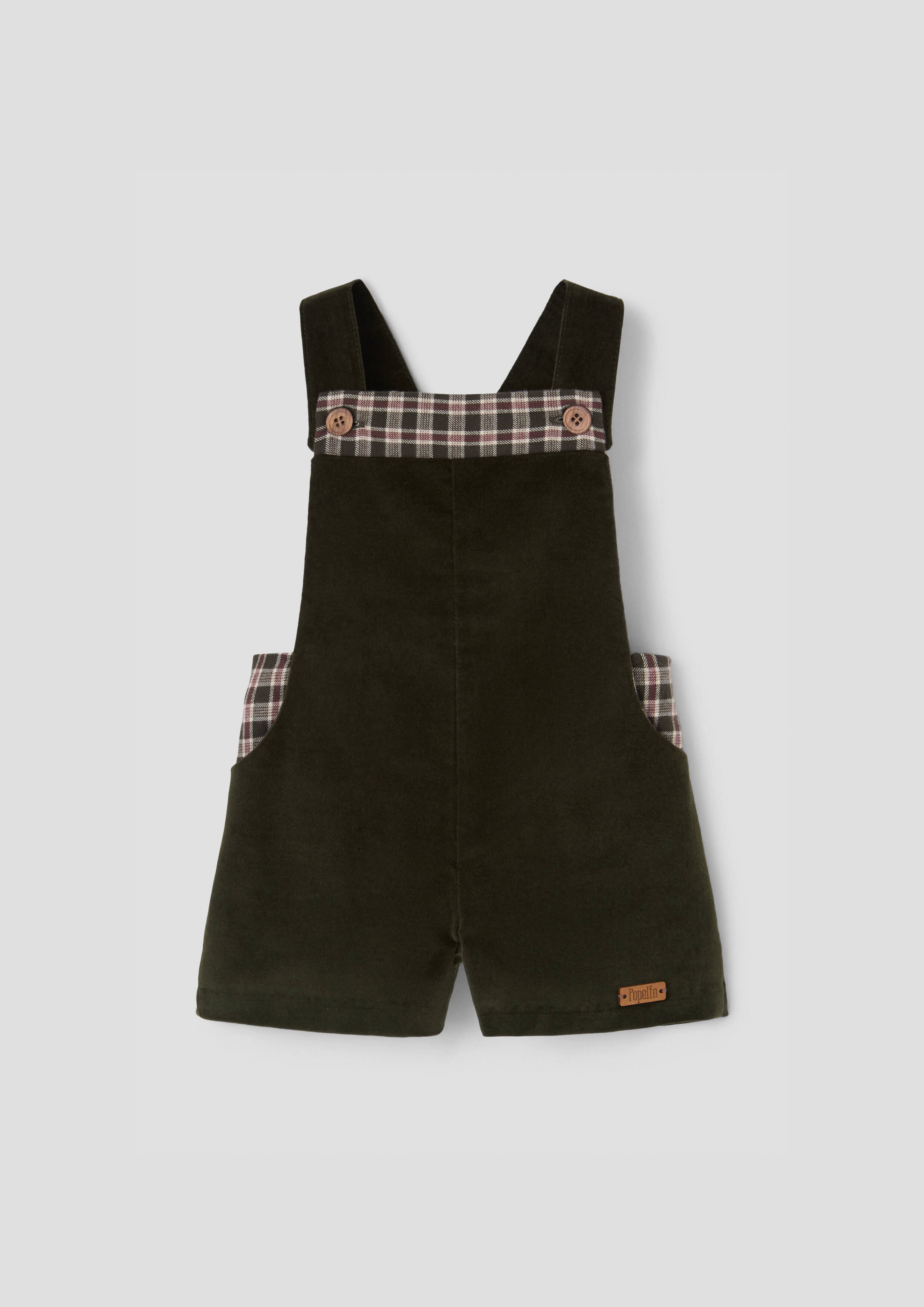 MOD.9.2 MOSS GREEN VELVET CONTRASTING DUNGAREES – whoopikids