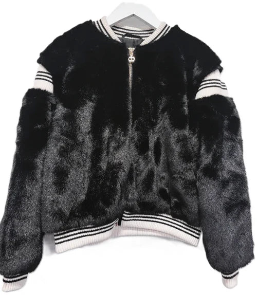 252GJ2170-BOMBER IN SOFT FIBER FABRIC-BLACK