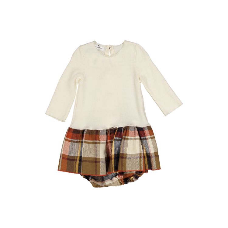 AW3001-BABY DRESS TUTU-TARTAN/NATURAL