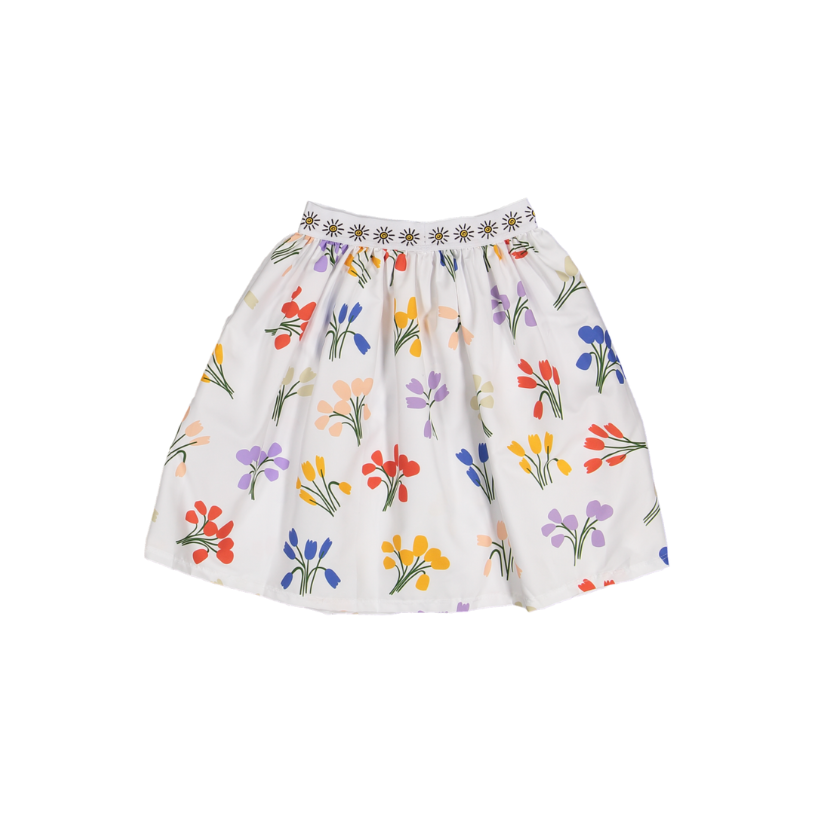 SKIRT SPECIAL LENGTH-White/Tulips Print
