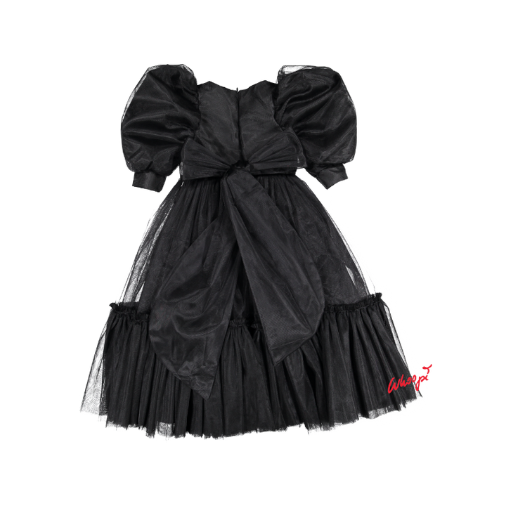 AW23-55-JACKIE DRESS(LONG)-Black Tulle 18 YRS