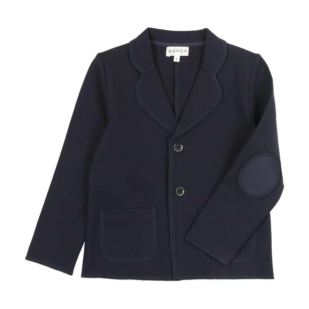 V673-Blazers-NAVY BOYS JACKET WITH PATCHES(tone on tone)