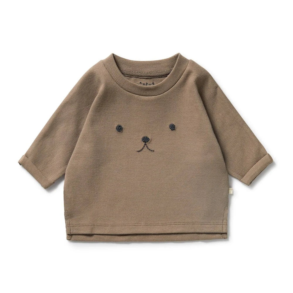 Walnut Organic Rib Long Sleeved Top