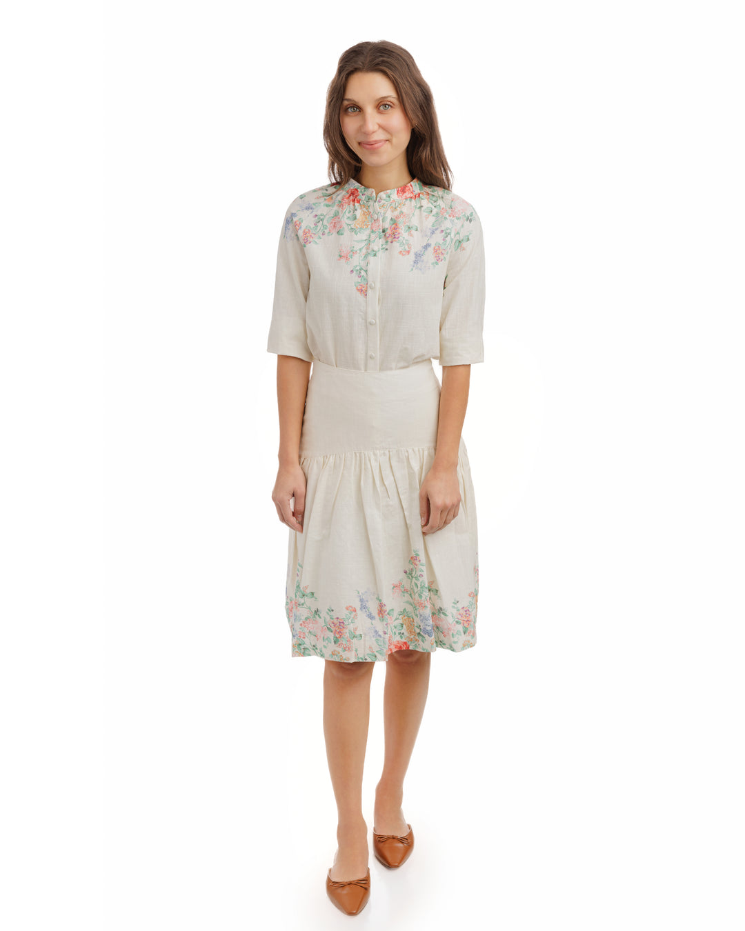WS5378T-CREAM TOP WITH MULTI COLOR EMBROIDERY