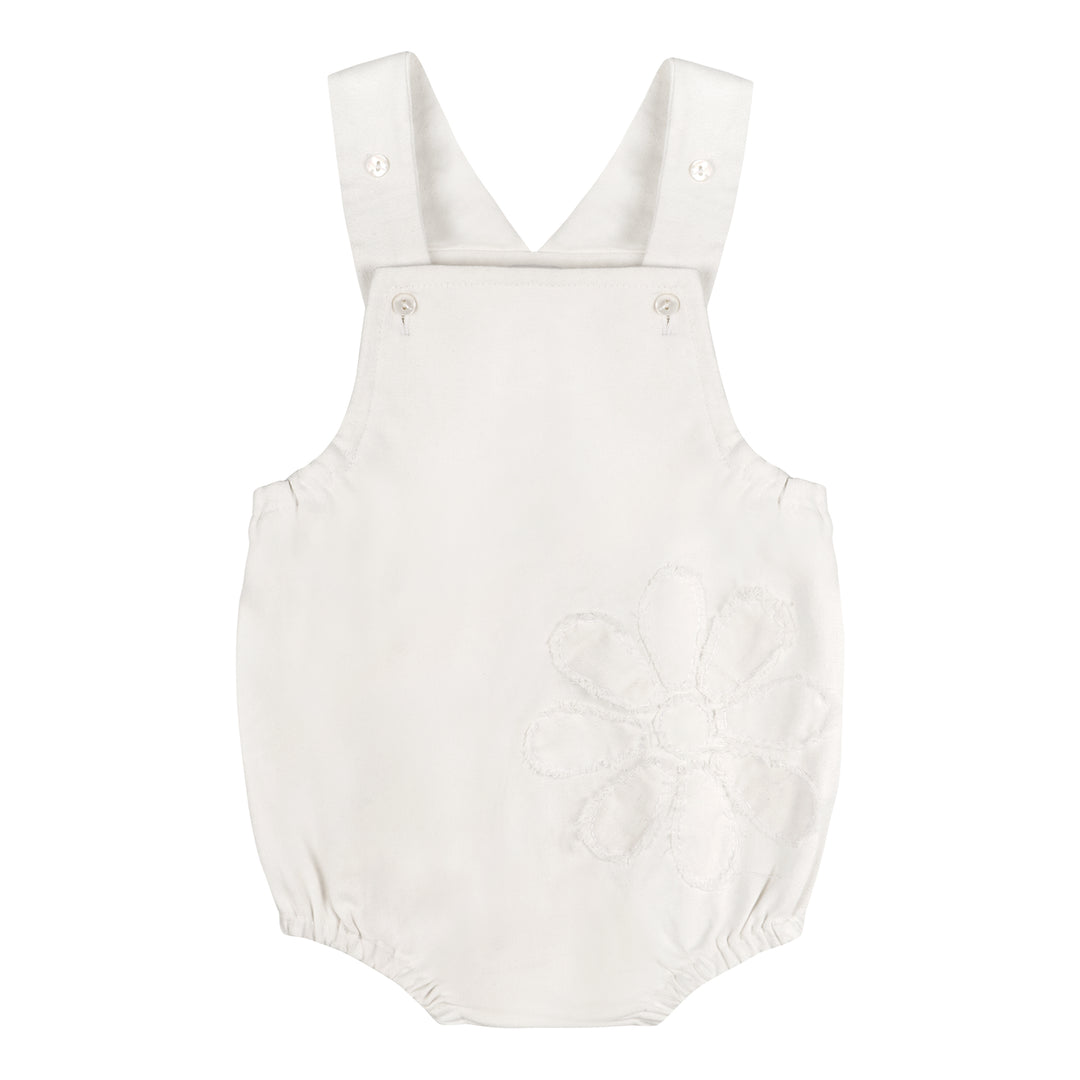 WHITE FLOWER DENIM ROMPER