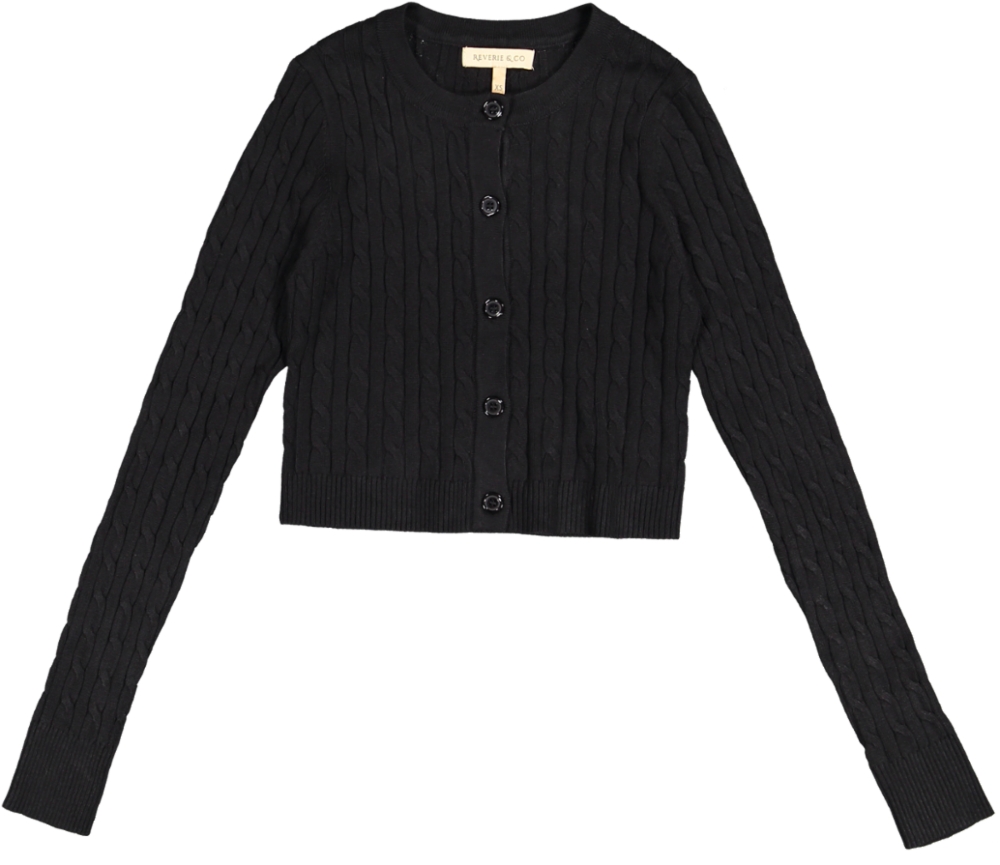 B6W5129T-B-Cable Knit Cardigan-BLACK – whoopikids