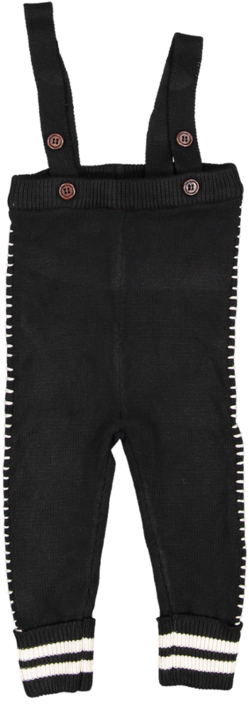 BKN634-Stripe detail baby overall-BLACK