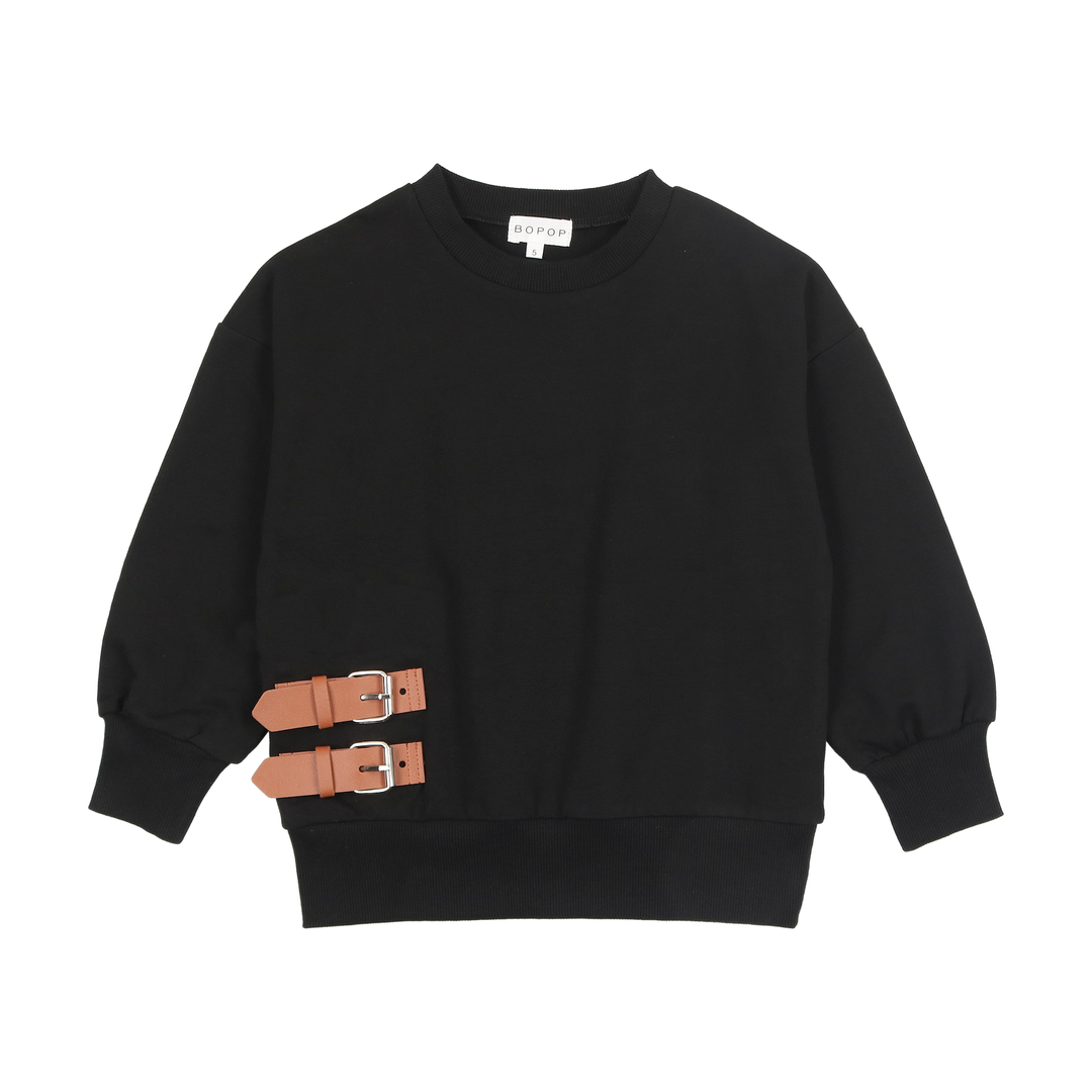 V622-BUCKLE COLLECTION BLACK-SWEATSHIRT