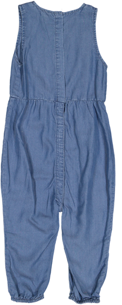 BTS25007BRL-Boys Denim Tencel Long Romper-Blue Wash