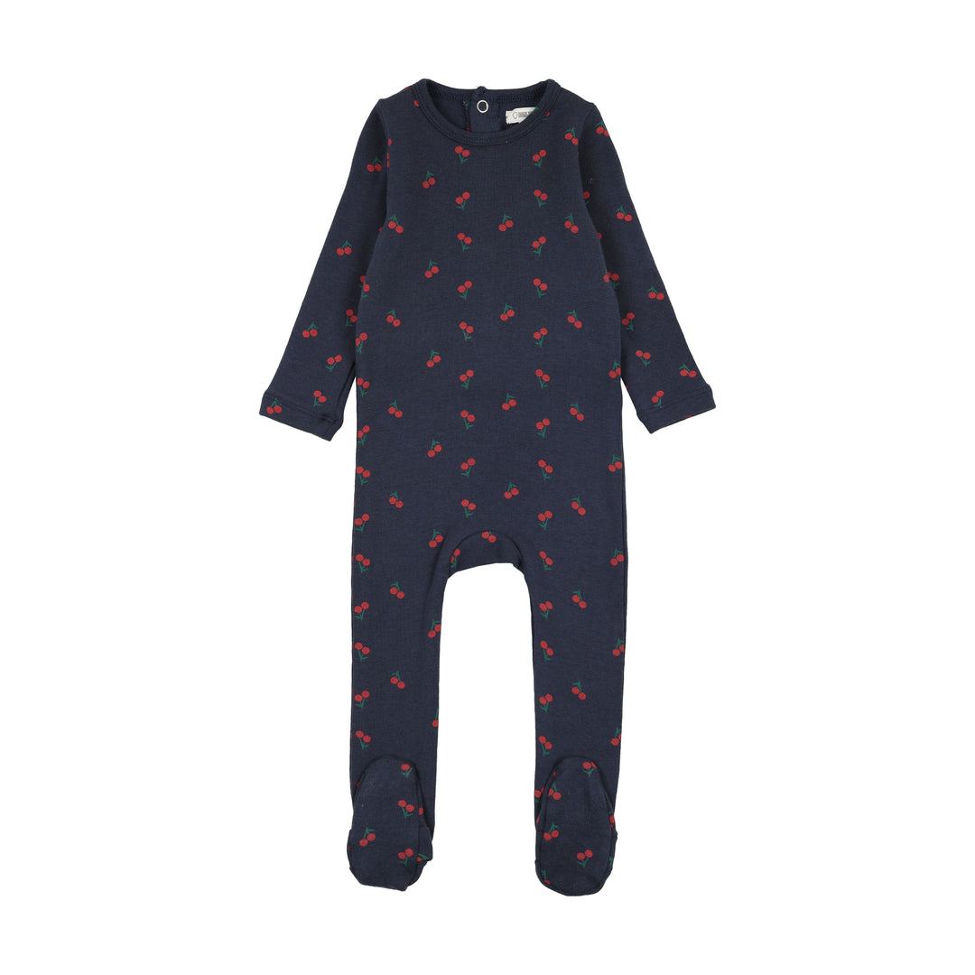 BPW25002F-Scattered Fruit Footie-Navy/Cherry