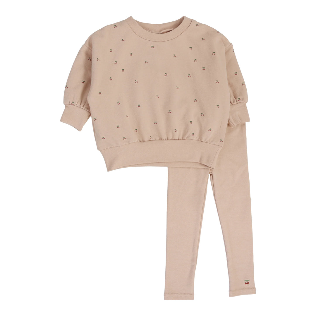 Cherry Print Set-Dusty Pink