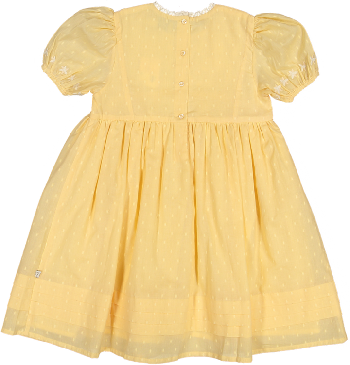 GEORGIA DRESS WITH SLEEVES-VANILLA DOBBY DOTS
