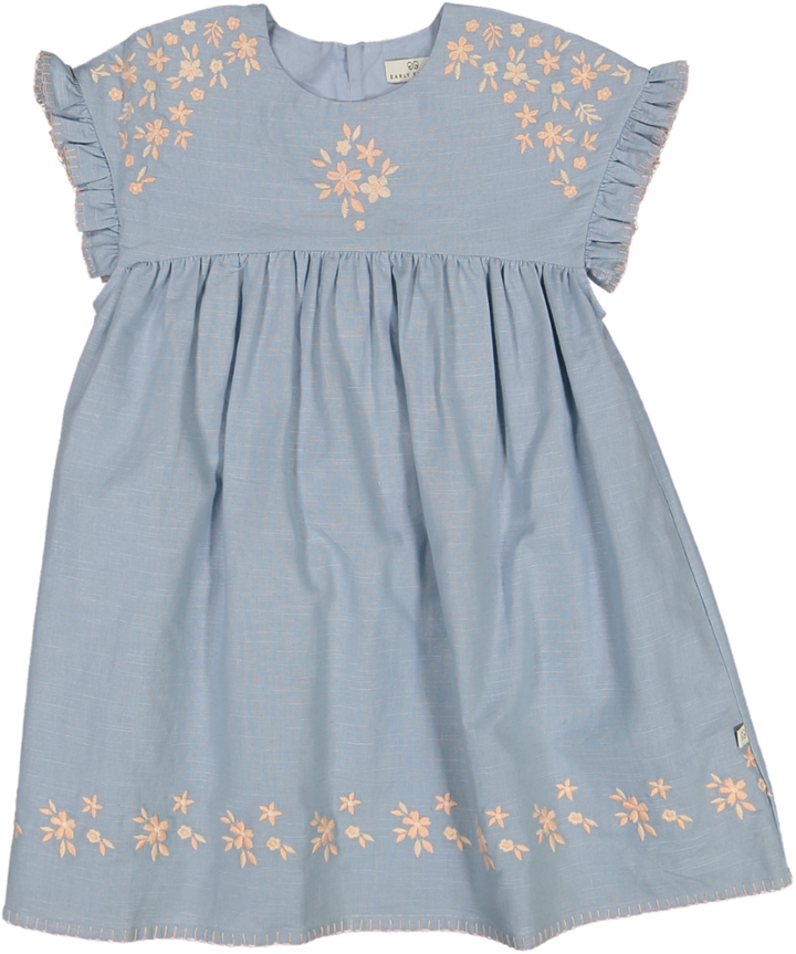 LILY DRESS-OCEAN BLUE COTTON LINEN