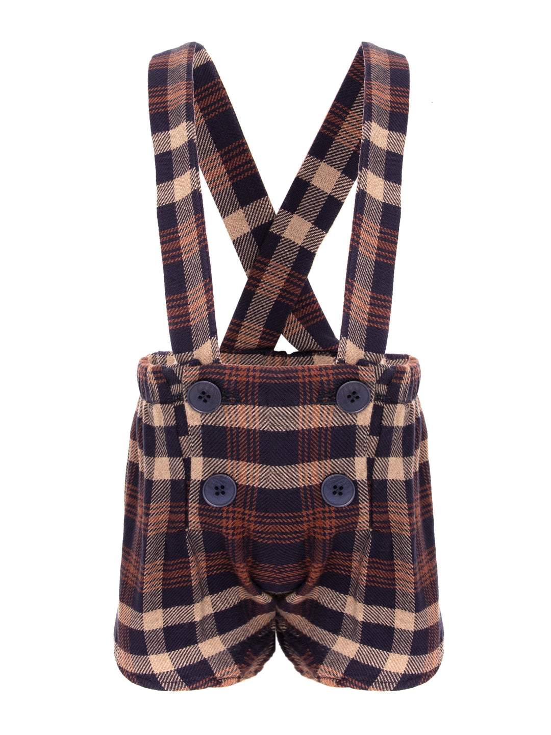 JOELLE BLOOMERS IN BROWN AND BLUE PLAIDS AND SUSPENDERS
