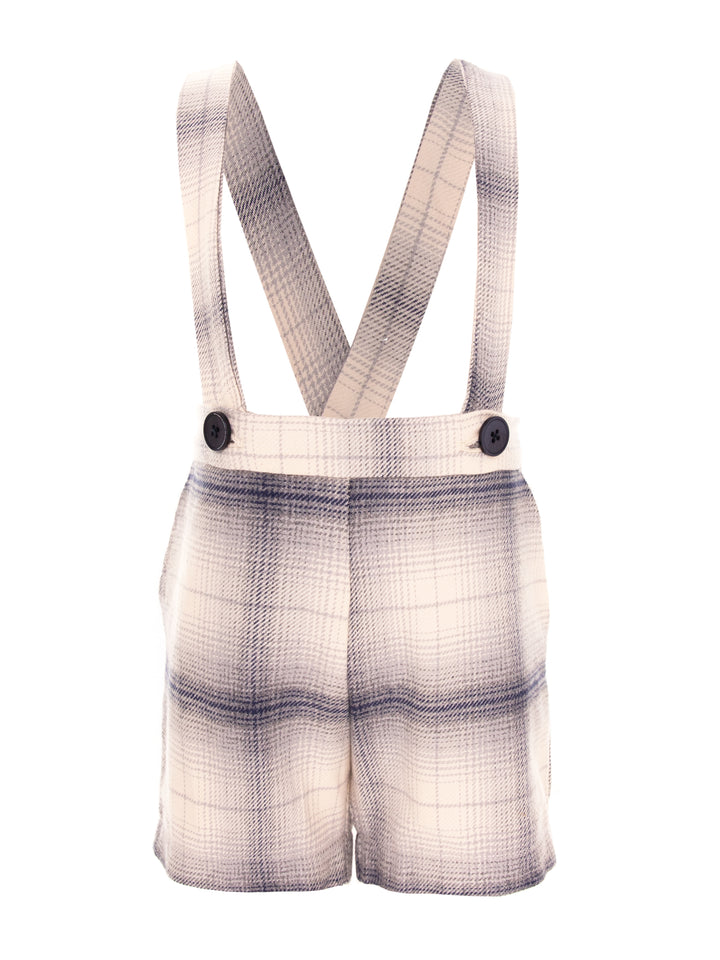 CLEMENT SHORT PANTS IN IVORY WITH BLUE PLAIDS