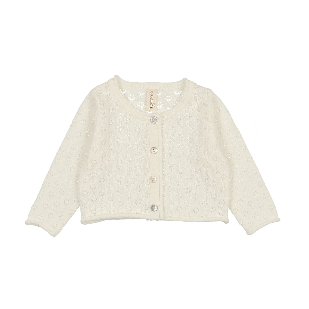 KNIT POINTELLE CARDIGAN-Ivory