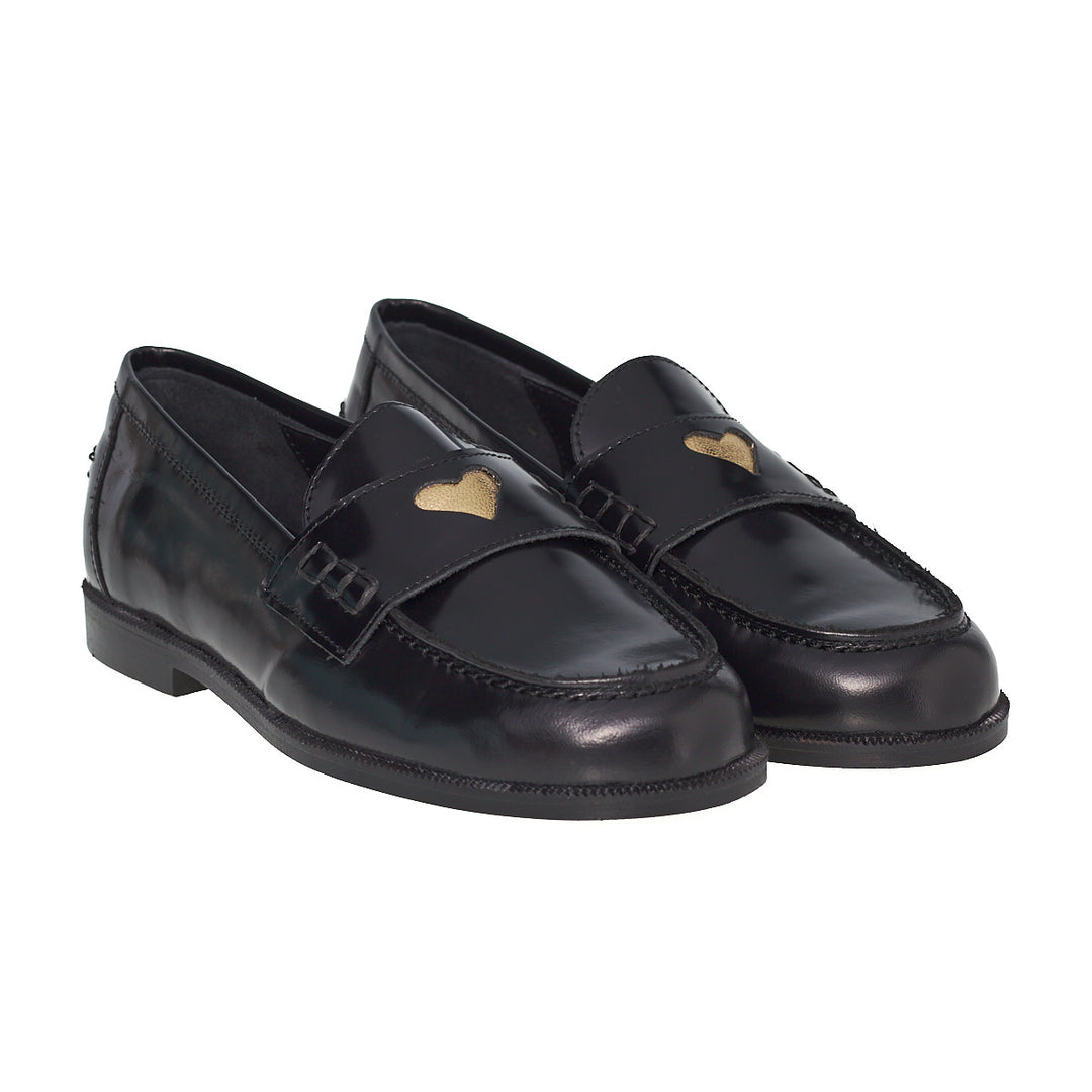 HEARTS CASTELLANO LOAFER BLACK WITH GOLD HEART