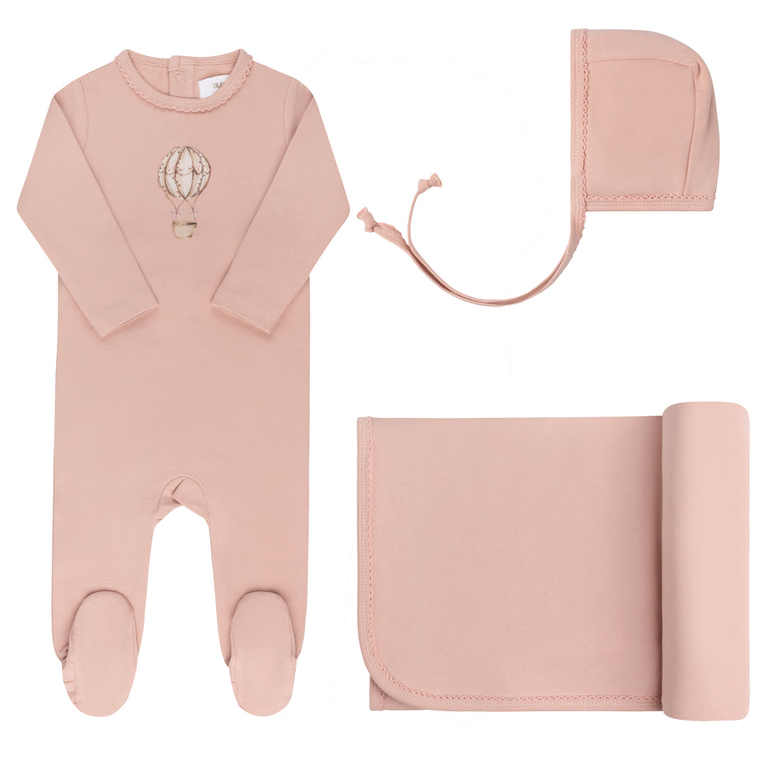 French Terry Hot Air Balloon Collection-Pink-3 pc Set