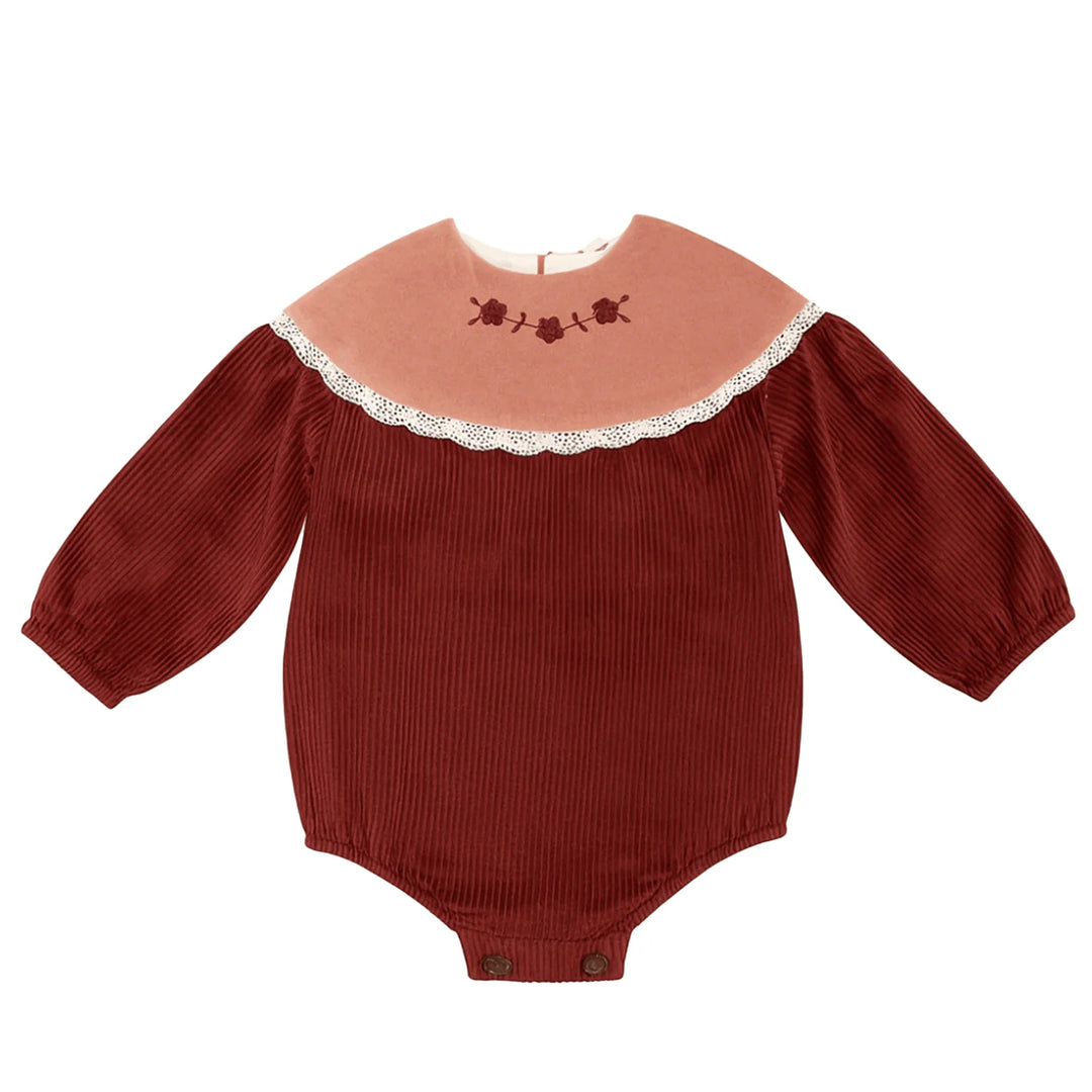 Mod.1.1 PINK romper suit with embroidered yoke