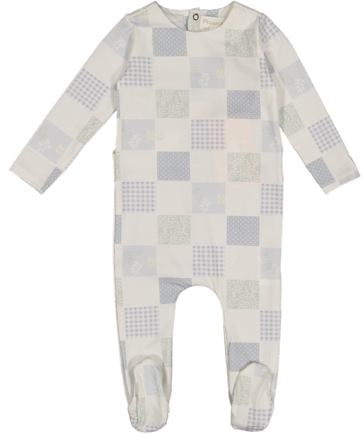 Patchwork Footie-Blue